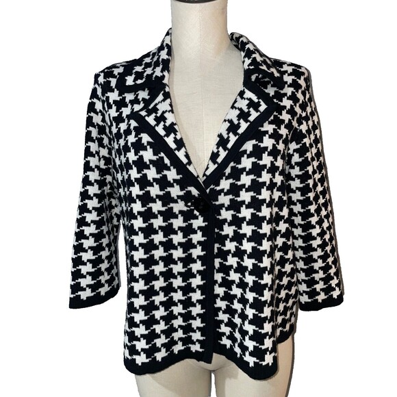 Josephine Chaus Women's Houndstooth Sweater Blazer Cardigan size S Cotton Blend - Picture 1 of 8